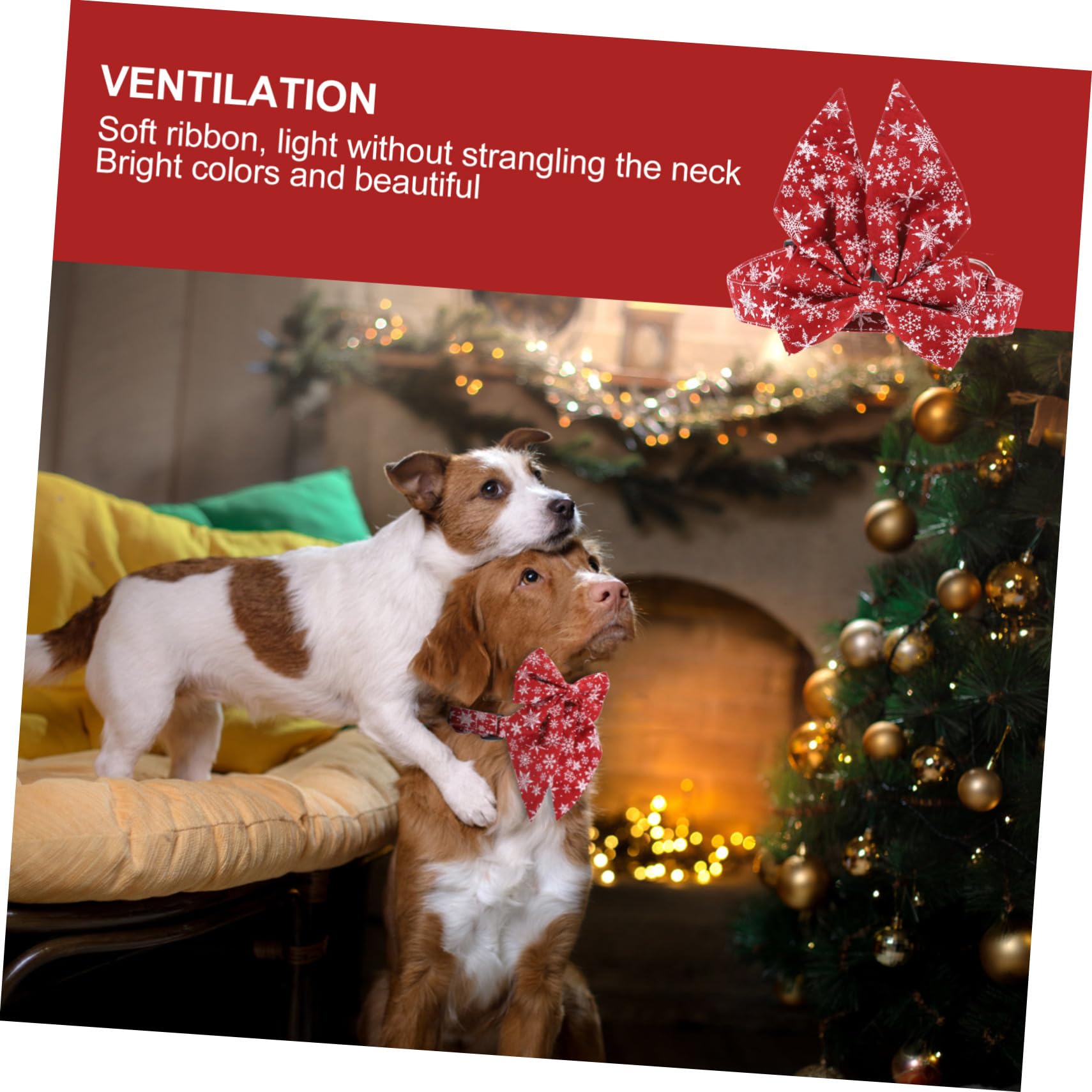 KOMBIUDA Collier de Noël pour Chat et Chien Réglable avec Nœud Amovible Décoration Festive pour Animaux Accessoire Confortable et Ajustable pour