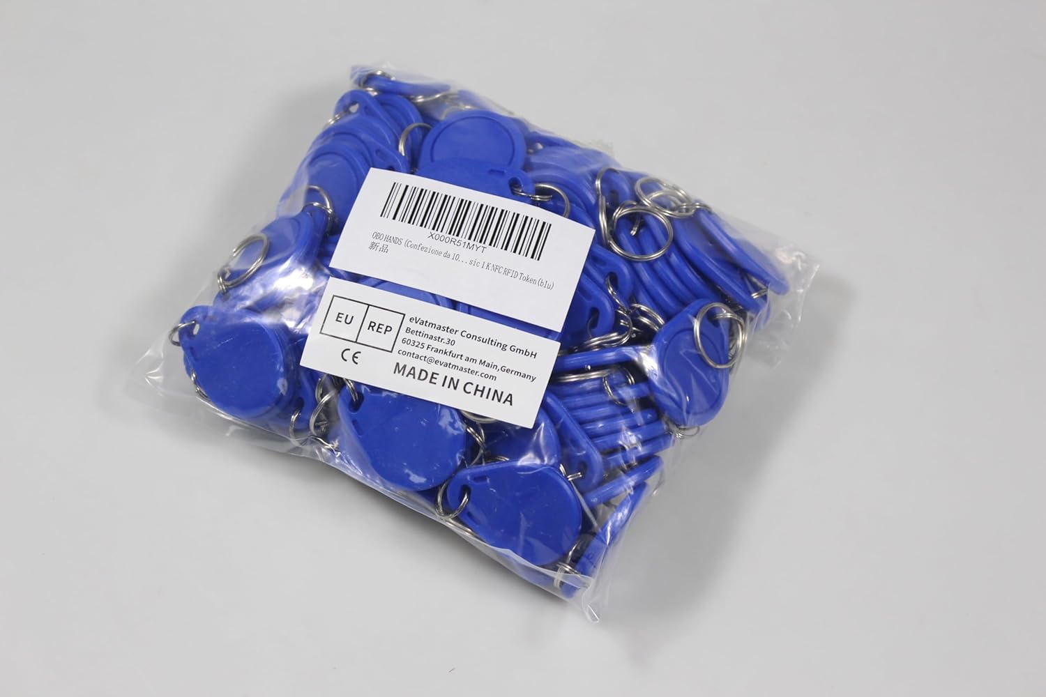 100 Pack Blue Classic Waterproof 13.56MHz ISO14443A MF 1K NFC RFID Keyfob (RFID Tag) for Access Control System