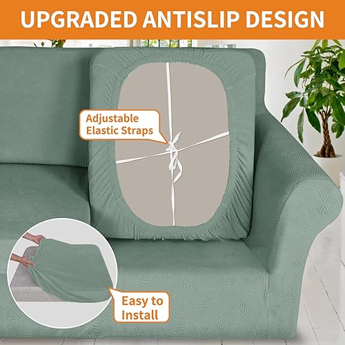 Miniatura 5 de YEMYHOM Fundas de sofá modulares para diván en forma de L, 1 pieza de cojín separado, repuesto universal, protector de muebles con patrón de rayas