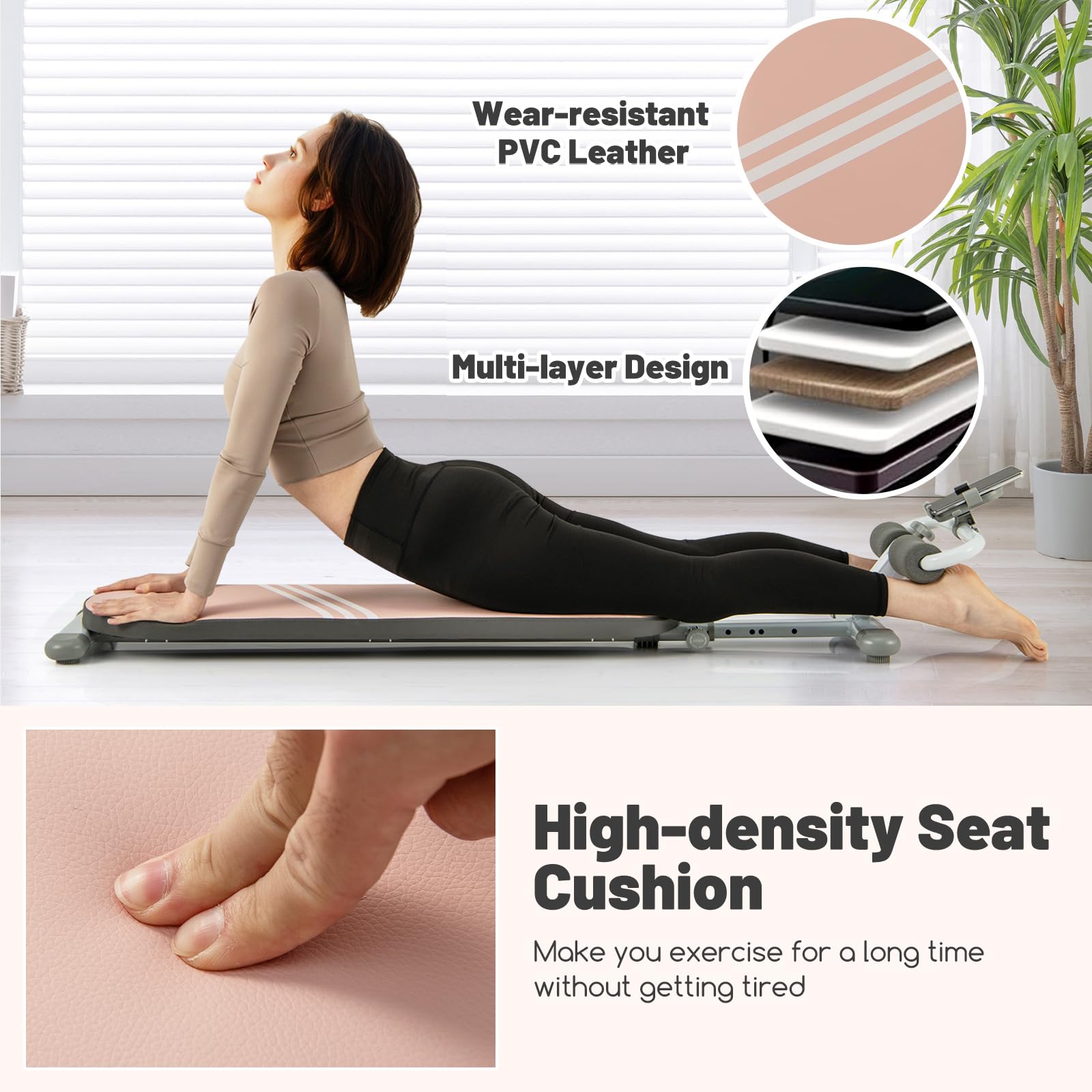 KOMFOTTEU Allenatore di gravità, Sit-Up Aid, Attrezzature per esercizi addominali pieghevoli, raddrizzamento seduto, carico 150 kg, angoli e lunghezza regolabile, 120-137 x 34 x 38 cm