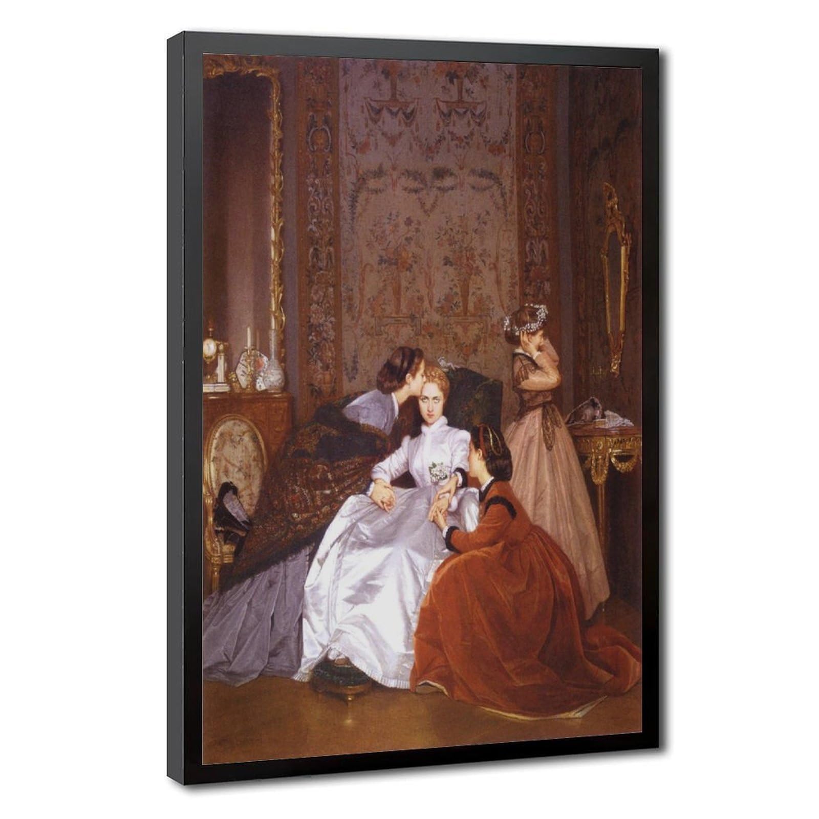 WCYB Auguste Toulmouche La Fiancée Hésitante The Reluctant Bride 1866 Posters Prints Canvas Deco Paintings Wall Art Hangable Frame 24" L X 36" W
