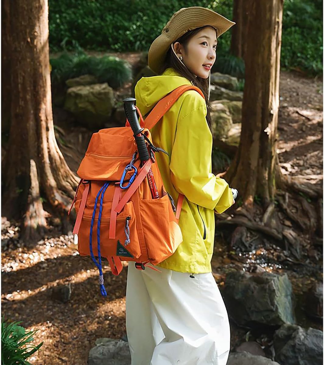 NCDUANSAN Dopamine colored outdoor hiking retro backpack, casual commuting fashionable sports cycling lightweight design cute (orange) - Image 5