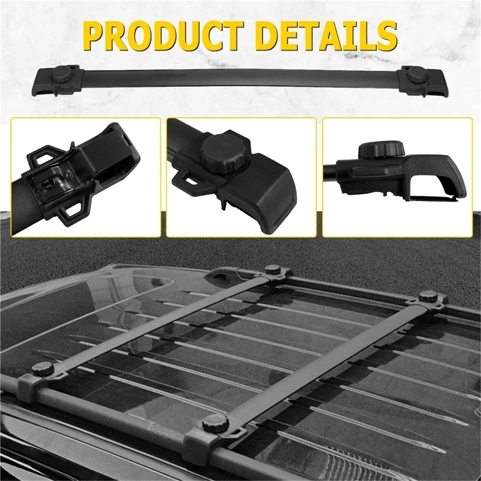 Barres Toit Portaequipajes Barras Cruzadas Techo De Aluminio para Coche Canoa Kayak Soporte Carga 68KG para Jeep para Renegade 2015-2023 Portaequipajes Coche