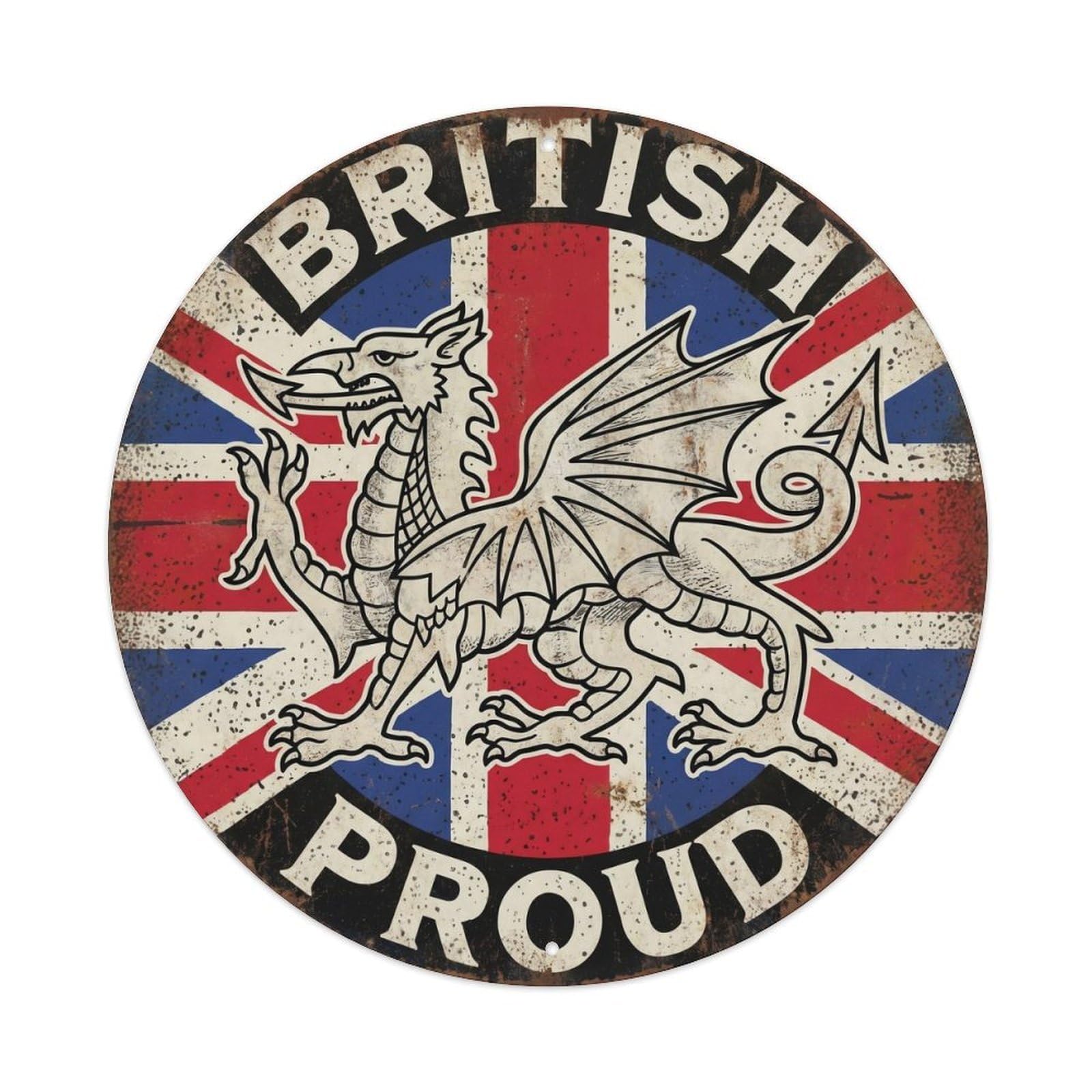 British Proud Wyvern Heraldry Heritage Emblem Metal Tin Sign