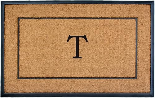 Calloway Mills 101633048T - Felpudo rectangular (30 x 48 pulgadas), color natural y negro, letra T