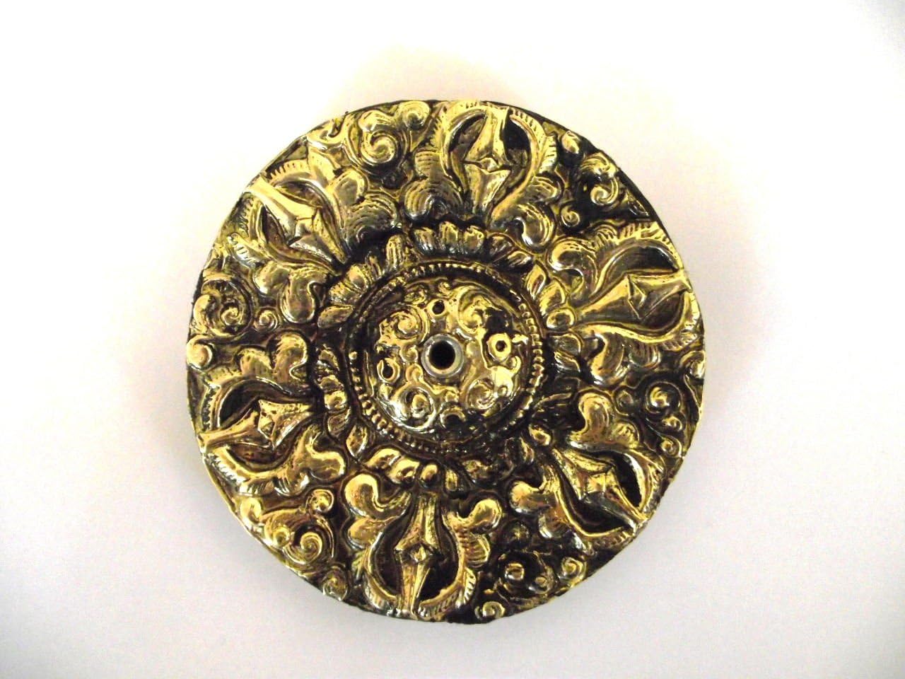 Carved Wood Brass Effect Incense Burner