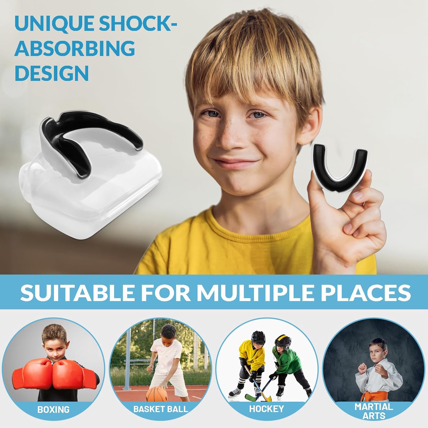 Custom Fit Mouth Guards – Tailored Comfort – Youth and Adult Sizes – Ideal for Soccer, Rugby, Boxing, Basketball, Mixed Martial Arts, Kick Boxing and More – Includes Storage Case