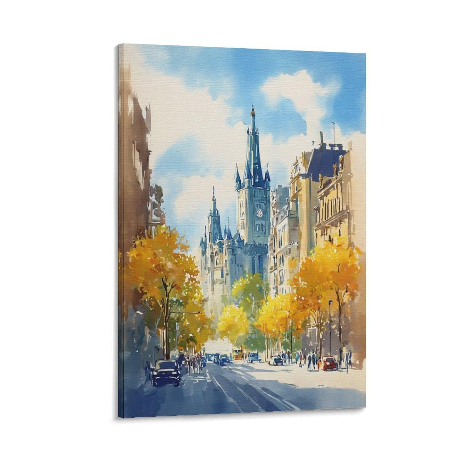 XWYMXZ Montreal Canada 24x36inch(60x90cm) Vintage Travel Poster Watercolor Canvas Art