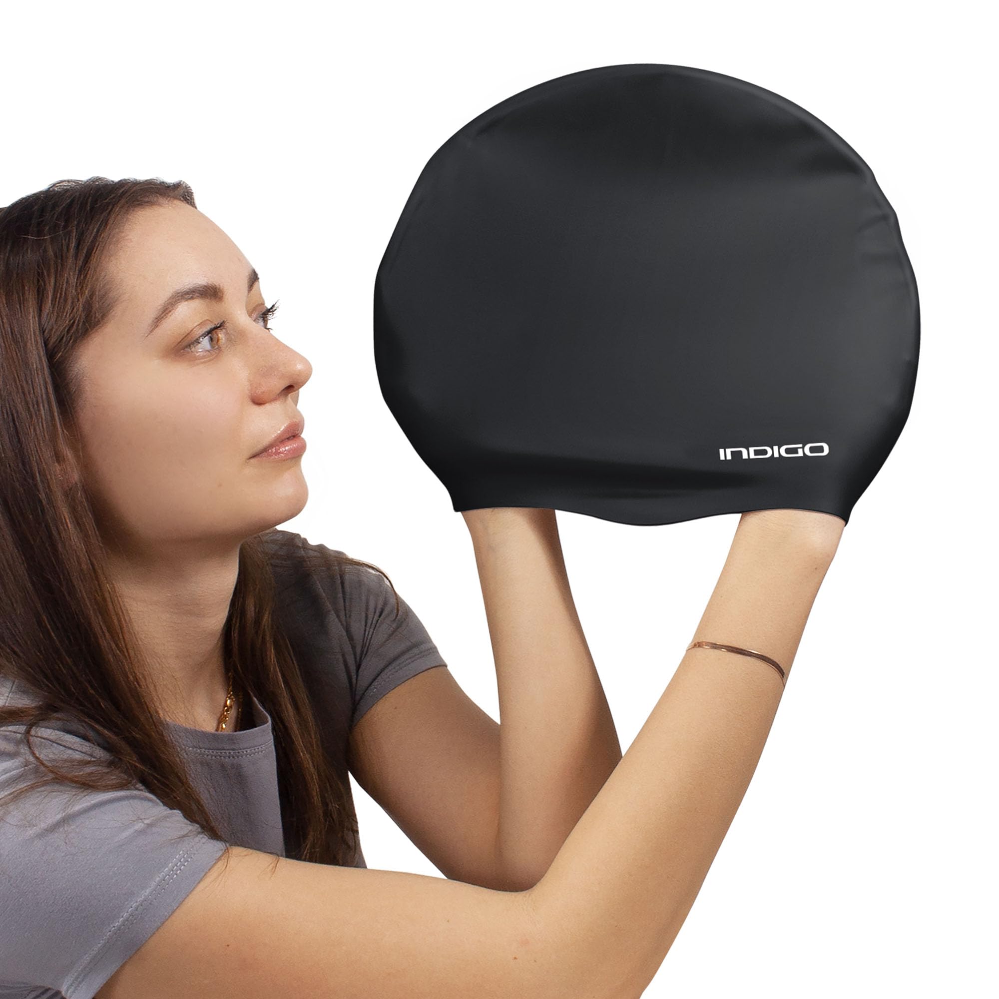 DRUNA Gorro de Natación Silicona Extra Grande Impermeable para Cabellos Largos