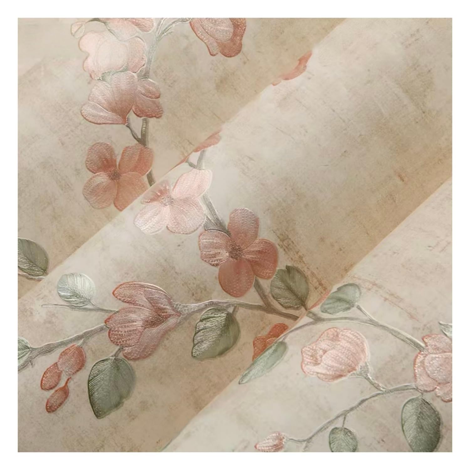 Lxlambentive European Country Style Bedroom Self Adhesive Wallpaper, 53cm Wide Peel and Stick Wallpaper, Embossed Non-Woven Fibre, Easy DIY for Living Room, Bedroom & Feature Walls(D,0.35 * 9m)