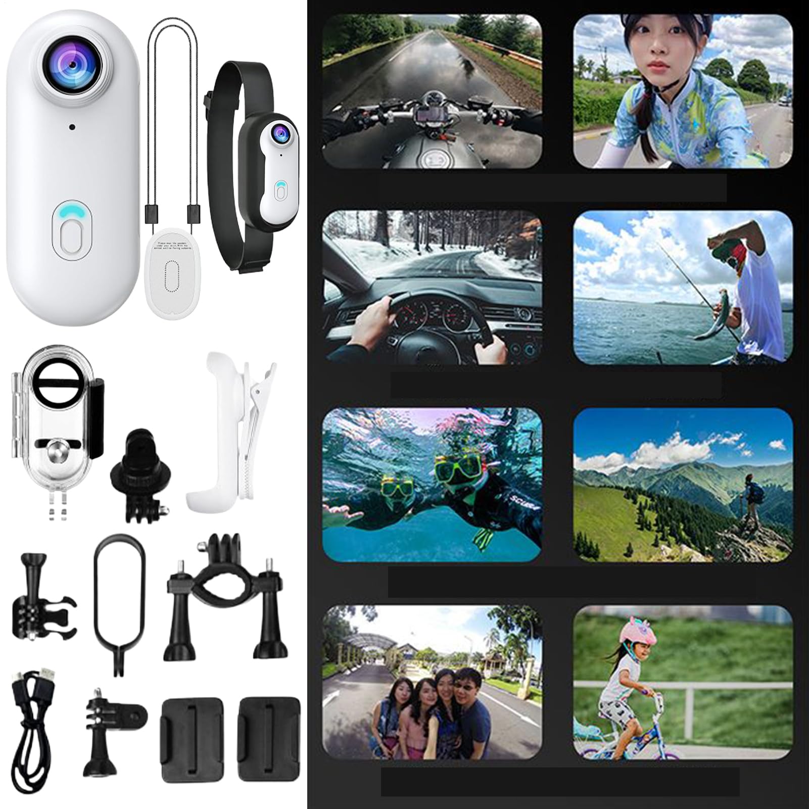 Body Camera – Action Camera tascabile | Tiny Cam, dispositivo impermeabile per vlogging per sport bici ciclismo palestra escursionismo viaggi all'aperto, grandangolo a 170 gradi