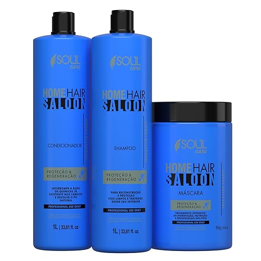 Kit Nutrição Capilar Profissional Home Hair Saloon Soul Care - Shampoo, Condicionador e Máscara - Cronograma Capilar (1kg)