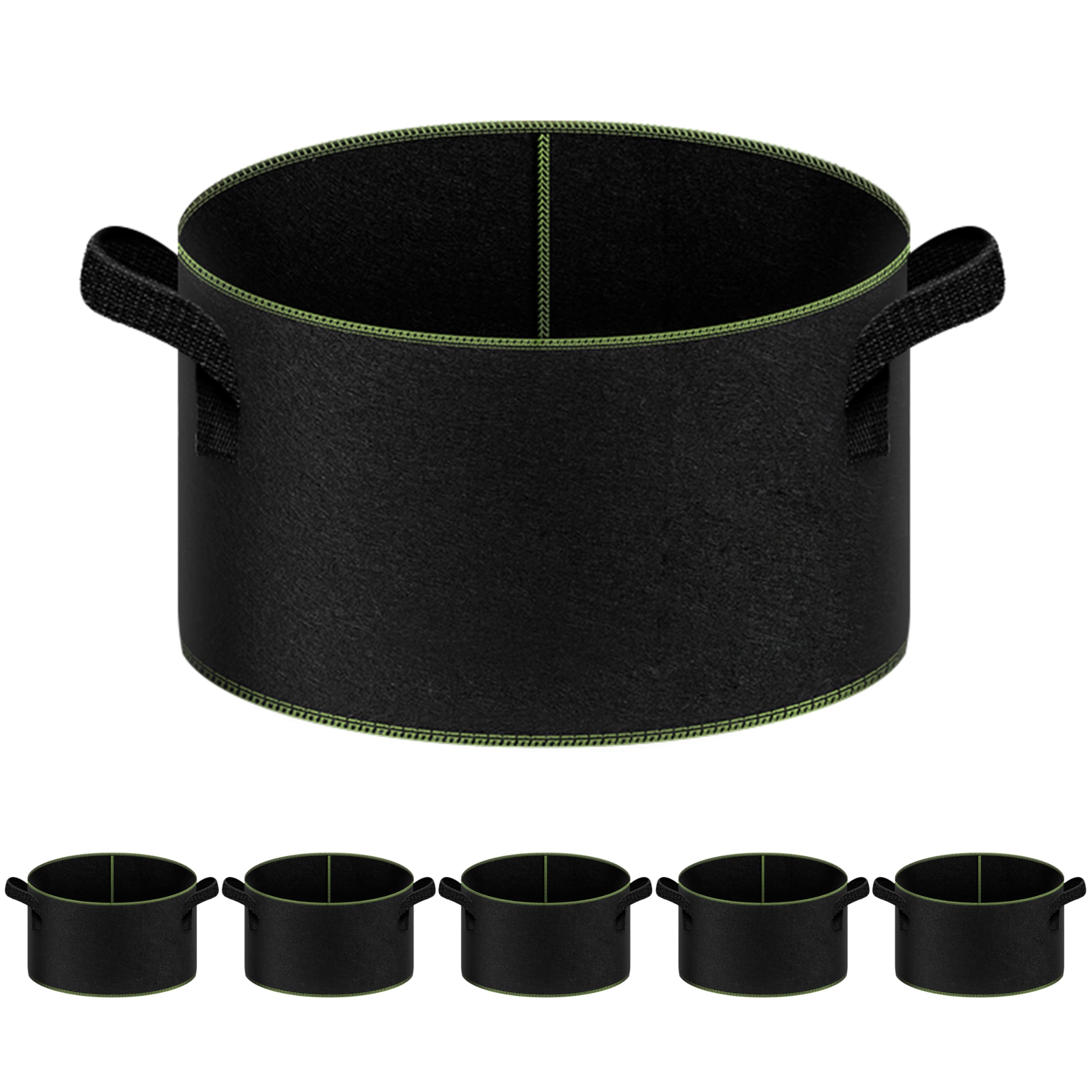 iPower Contenedores de Tela no Tejida aireación con Asas de Nailon, para Plantar Verduras, Frutas, Flores, versión 2024, Color Negro