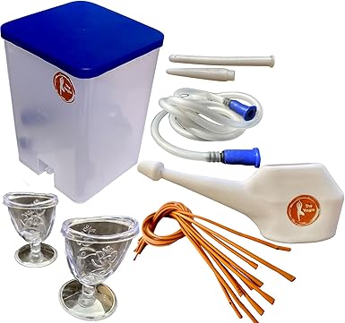 The Yogis Enema Kit (PVC) [[ Size - 1500ml ]] ((Eye Wash Cup +Rubber Neti+250mlJal Neti Pot))