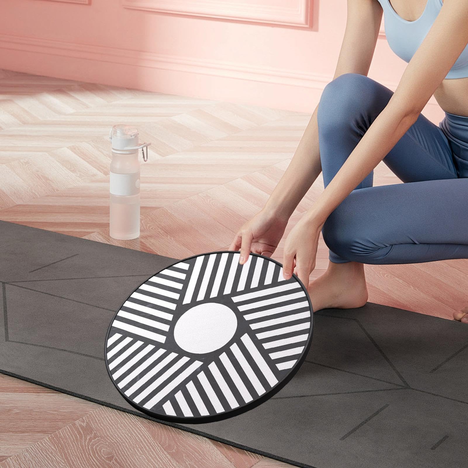 Deska fitness Wobble, platforma treningowa stabilności, podstawowy wzmacniacz siły z dynamicznym systemem równowagi, kompaktowe drewniane ćwiczenia, ergonomiczny sportowy styl projektowania,