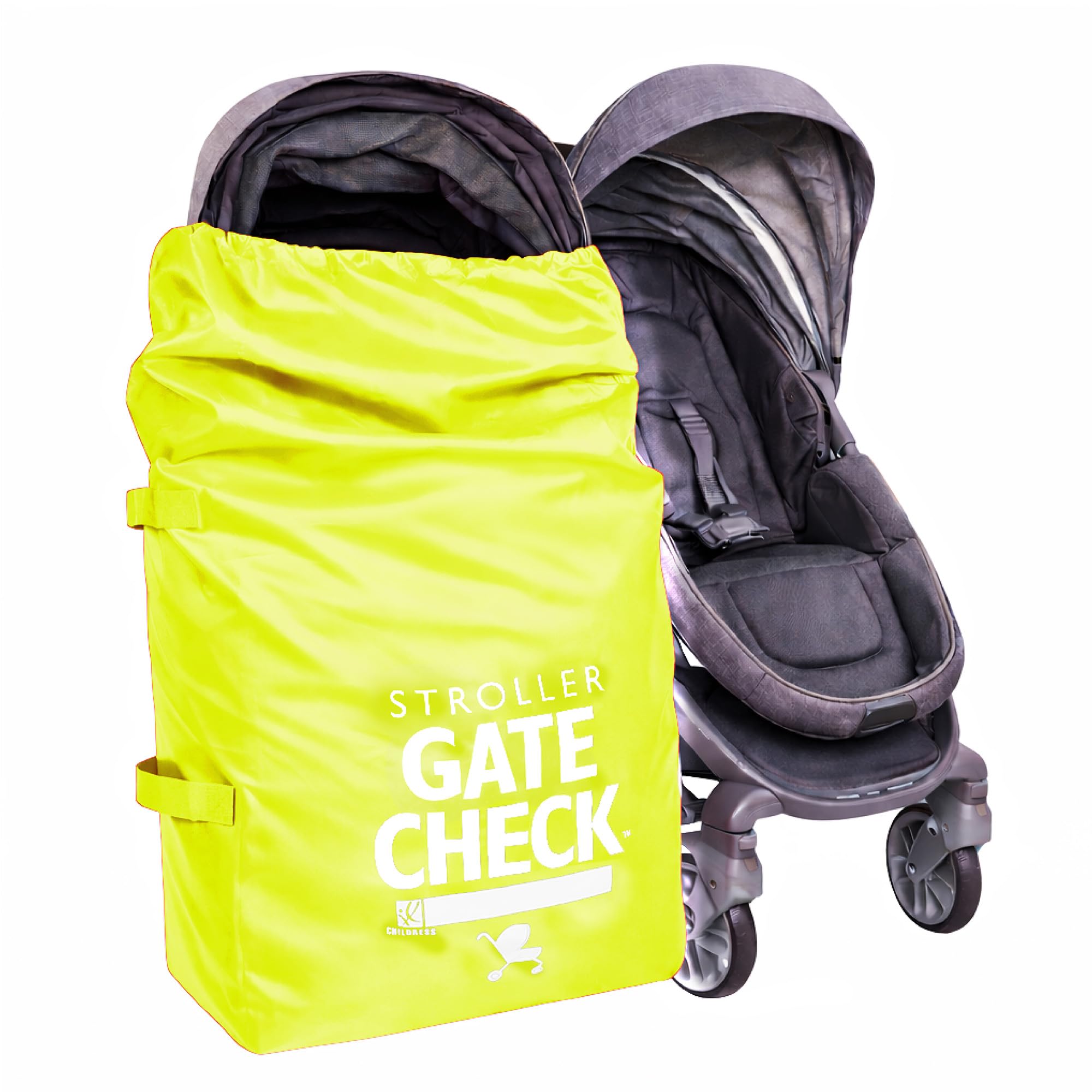 J.L. Childress Gate Check Bag for Single &amp; Double Strollers, Neon Yellow