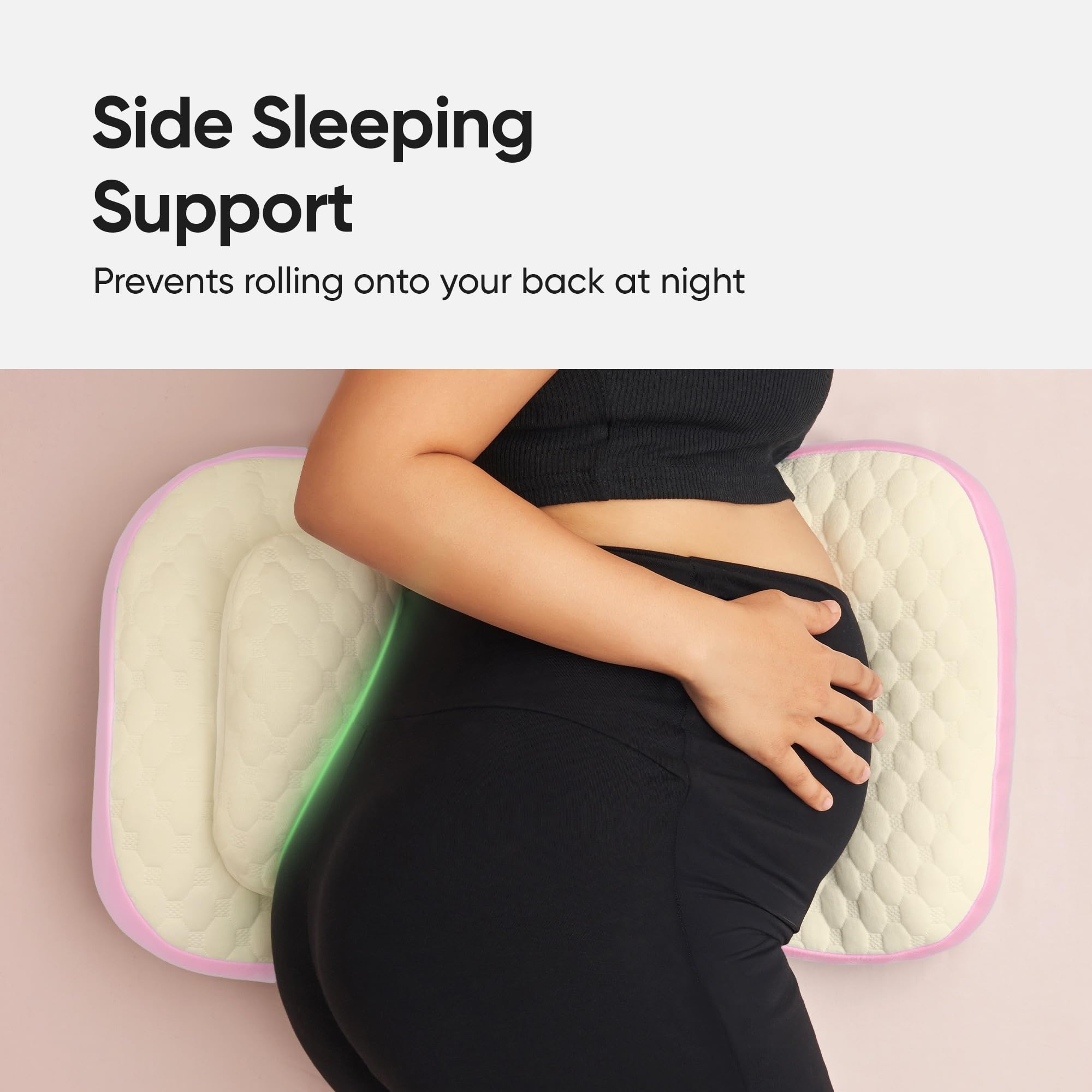 Frido Maternity Pillow | Dual Pregnancy Wedge Pillows for Back & Belly Support | Adjustable Butterfly Design | Travel-Friendly Pregnancy Pillow | Hypoallergenic Organic Cotton Cover, Baby Pink Product Image 3