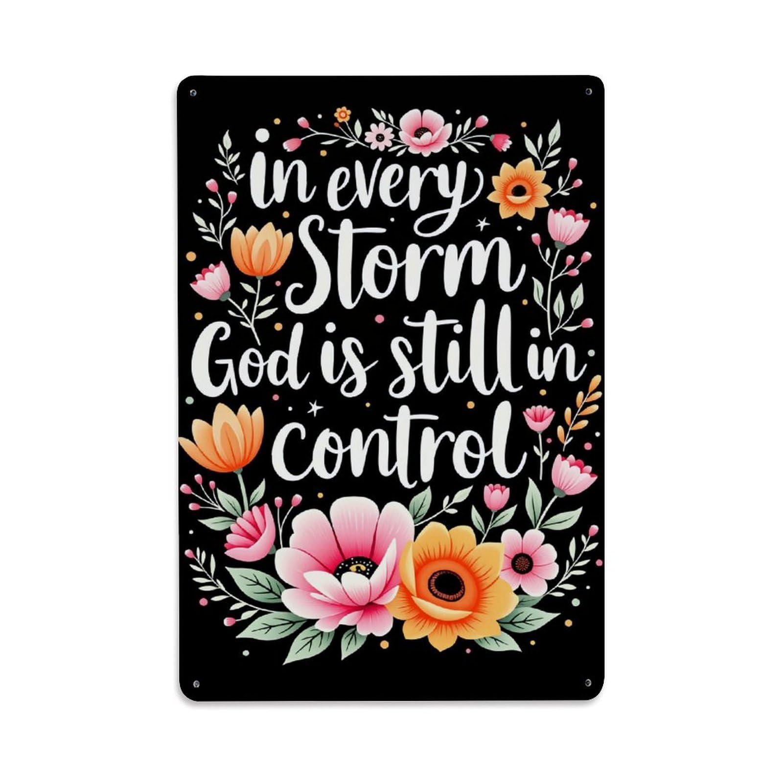Enderetf Vintage Floral Script Religious Motivational Art Tin Sign Metal Poster, Home Bar Garage Man Cave Cafe Indoor & Outdoor Wall Decoration 8X12inches