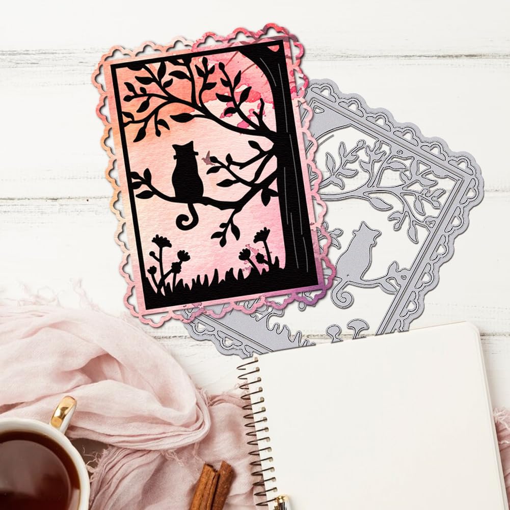 DELORIGIN Cat Frame Dies Cuts Metal Cat Cutting Dies Card Making Cutting Dies Stencils Template for DIY Embossing Scrapbooking Craft Paper Greeting Card Decor - Image 4