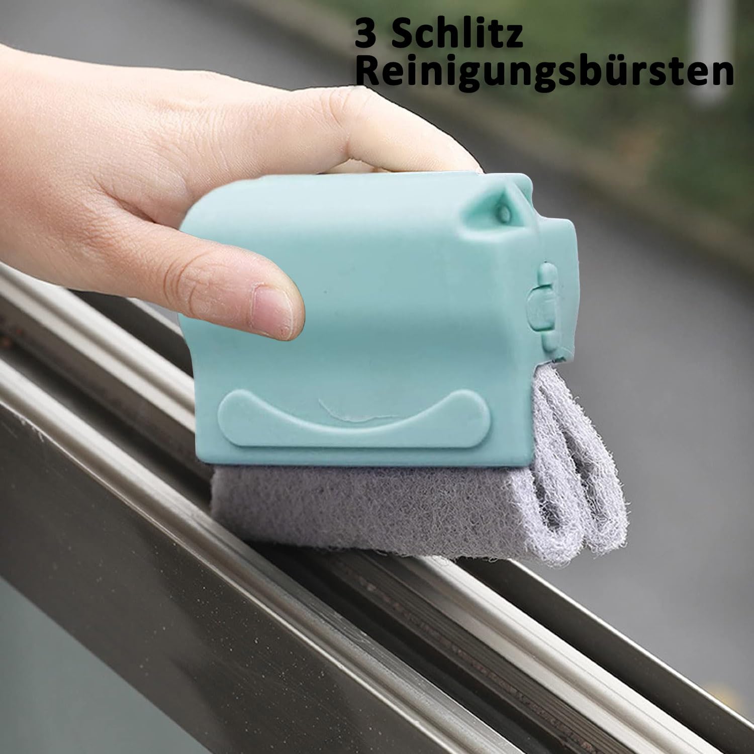 Szczotka do czyszczenia szczelinowa, 3 sztuki szczotek do czyszczenia i 6 zapasowych padów, zestaw do czyszczenia wszystkich narożników okien i drzwi, kolor szary, zielony, kremowy