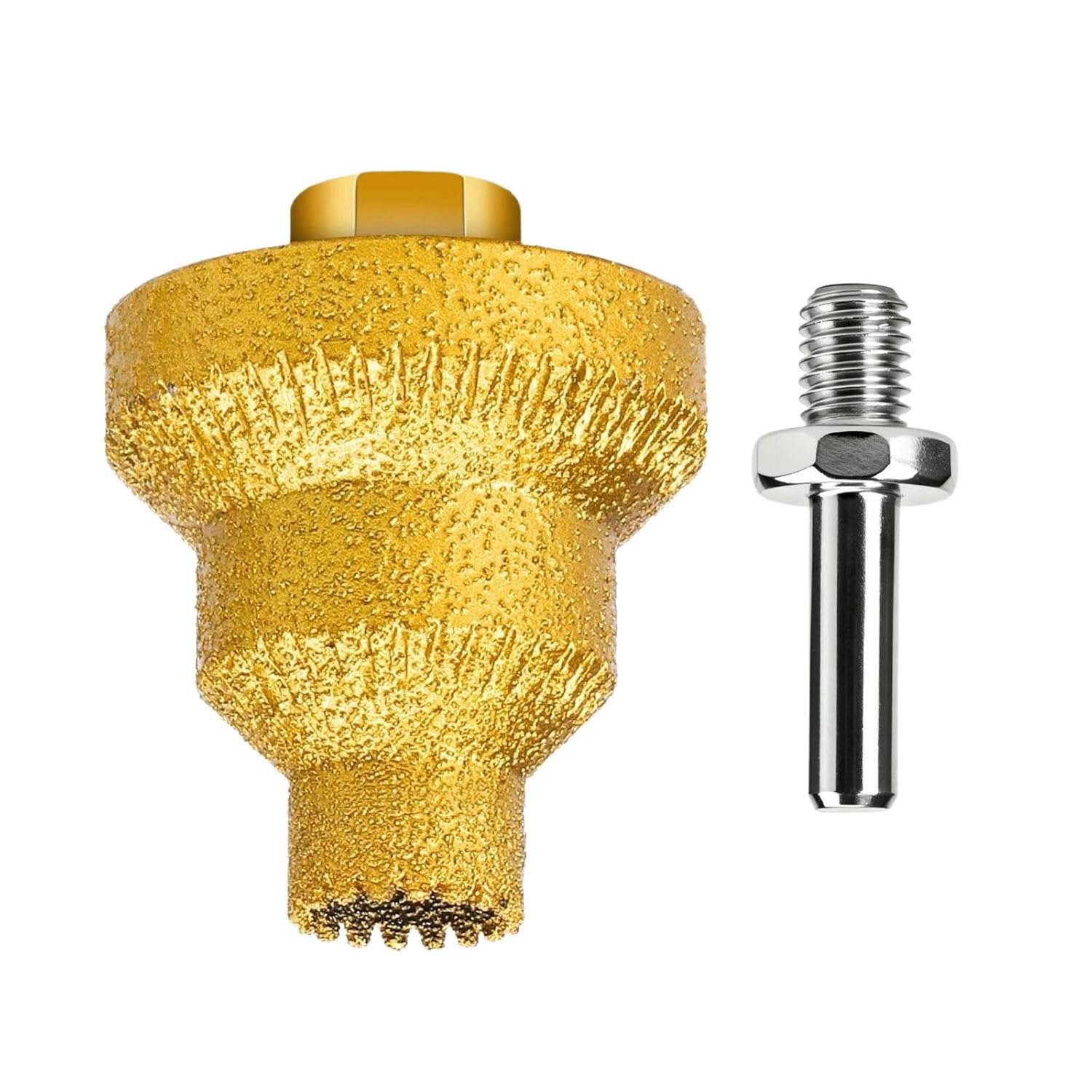 Diamond Stepped Pagoda Drill Bit M10 Thread Shank with Handheld Drills Adapter for Countersinking, Beveling
