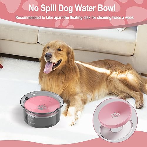 Miniatura 6 de Cuenco de agua para perros de 2 litros, alimentador lento de agua de gran capacidad, sin derrames, dispensador de agua para mascotas, dispensador de