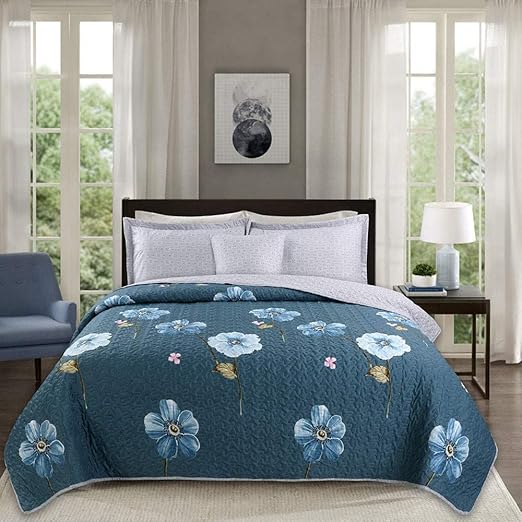 Quilted Bedspread Double Super King Size Reversible Patchwork Bed