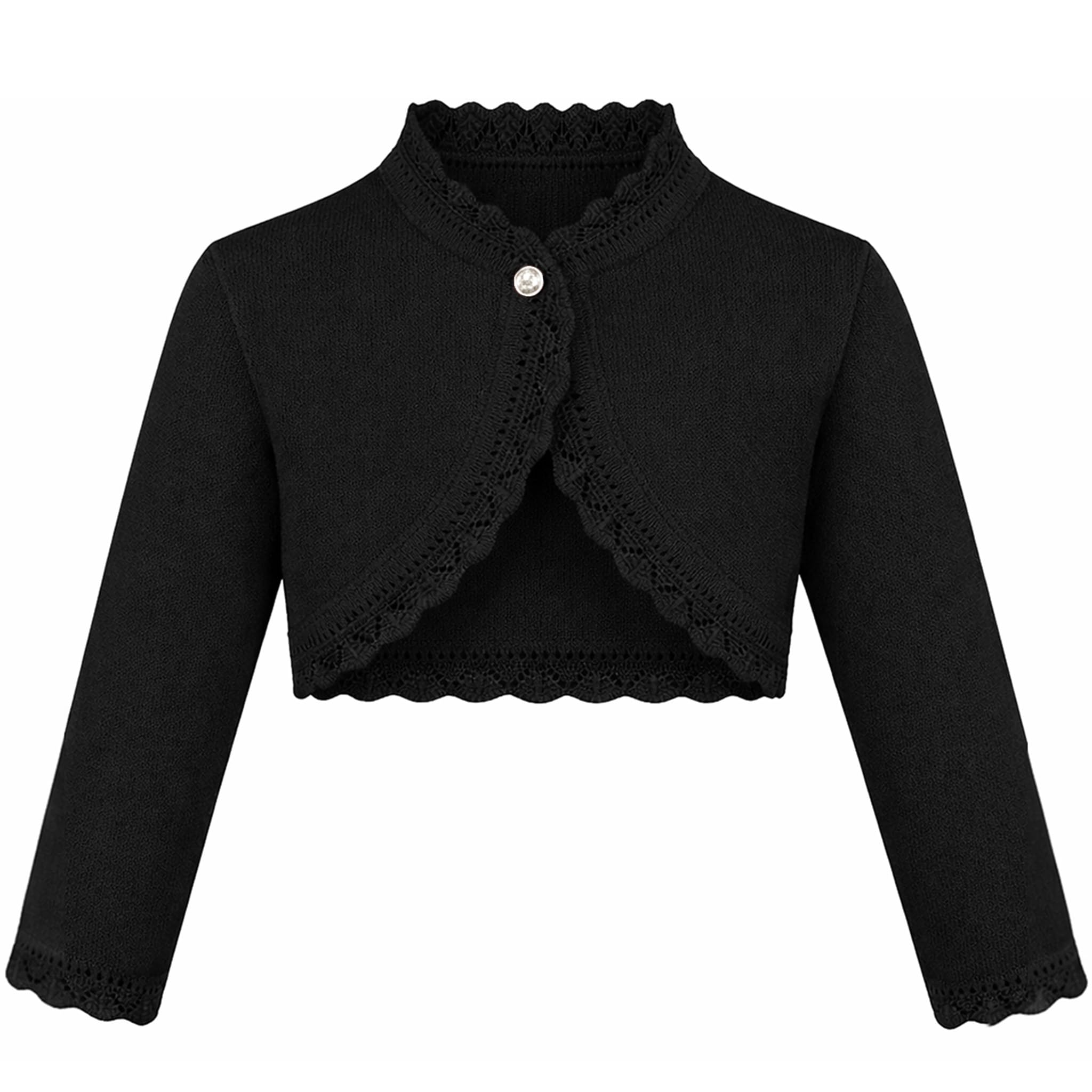 Lilax Girls Black Little ' Knit Long Sleeve Button Closure Bolero Cardigan Shrug 3T
