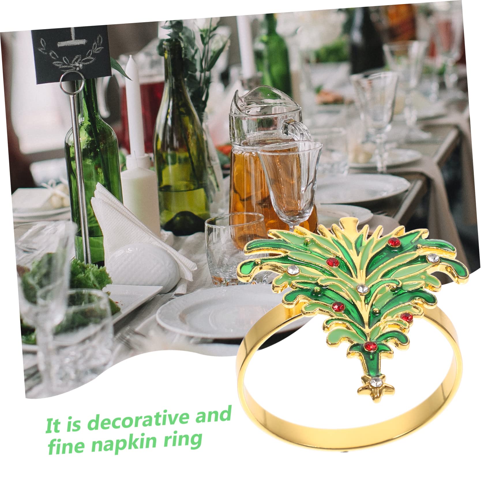 Cabilock 30 Pièces Rond De Serviette Fermoirs pour Serviettes Ronds De Serviette De Saison Faux Décor De Table De Sapin De Noël Décorations De Table De Noël Porte-Serviettes Métal