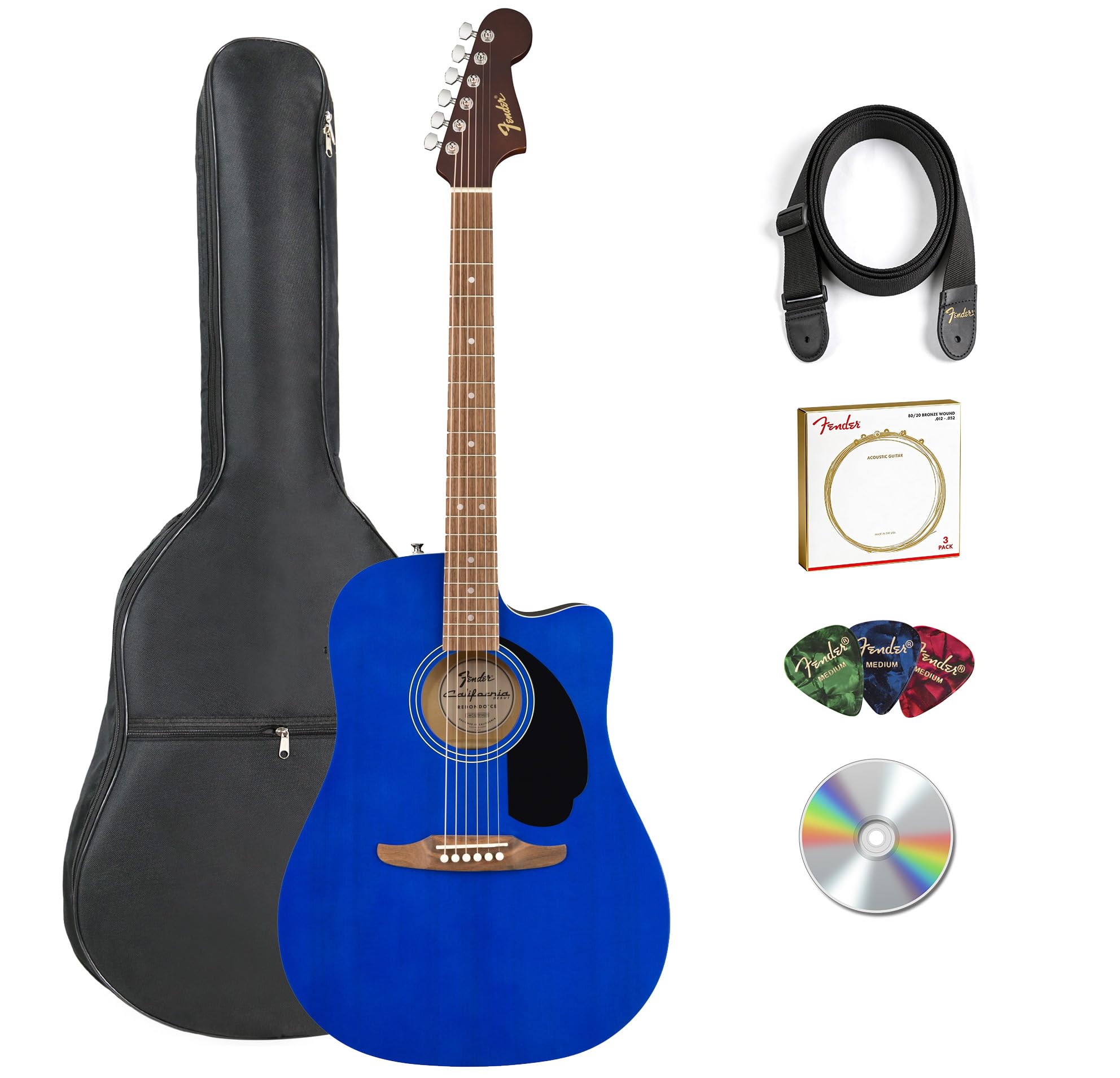 - California Redondo CE Acoustic-Electric Guitar - Saphire Blue Bundle with Gig Bag, Strap, Strings, Picks, and Austin Bazaar Instructional Video