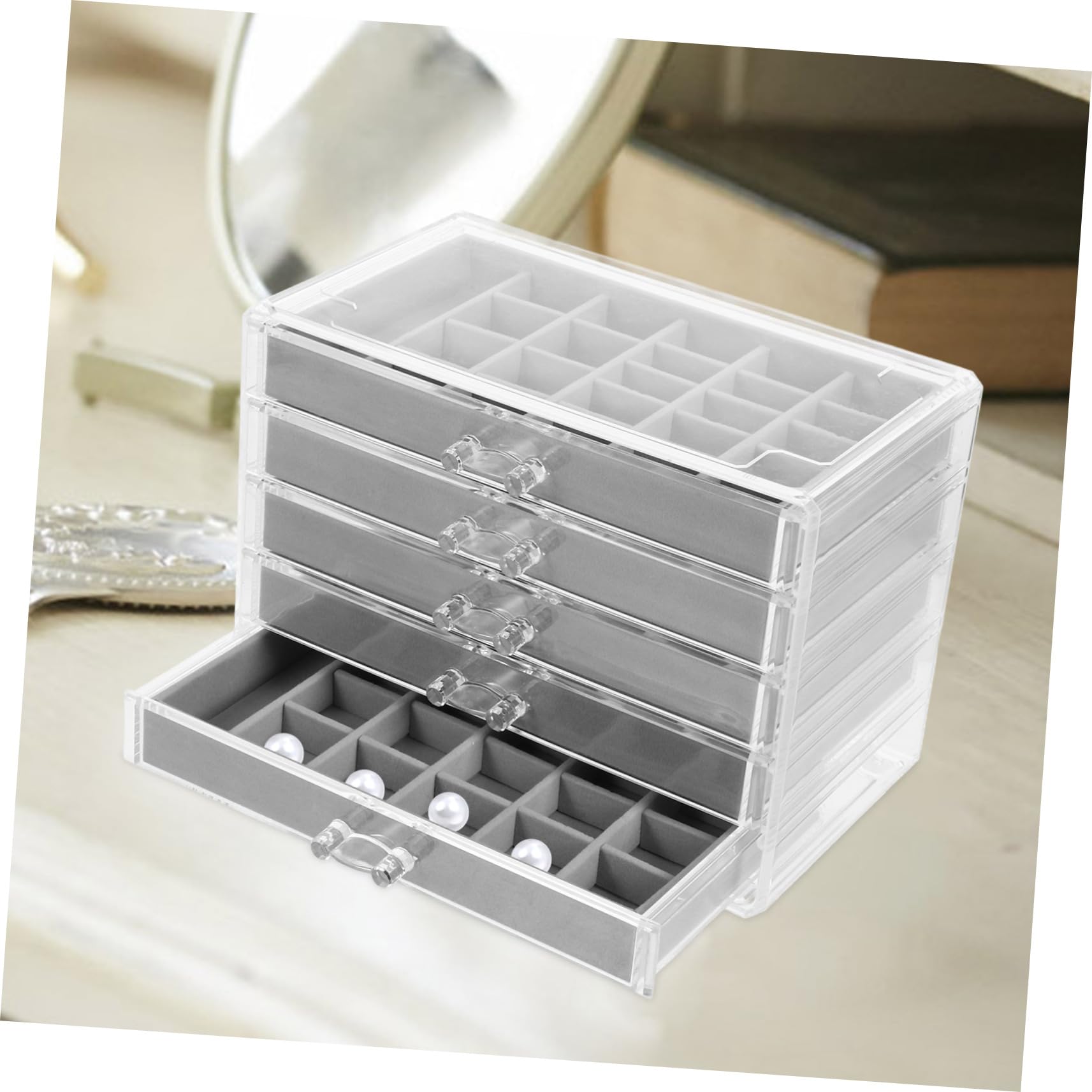 Ciieeo Organizador de Joyas Acrílico Transparente con 5 Cajones y Diseño Multilayer para Almacenar Pendientes y Anillos con Elegancia y Alta Durabilidad