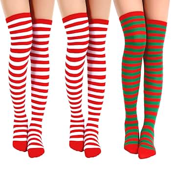 Calcetines Largos Mujer Calcetines Largos Navideños Para Mujer - Estampado De Renos Y Copos De Nieve Medias Navidad Hasta Muslo