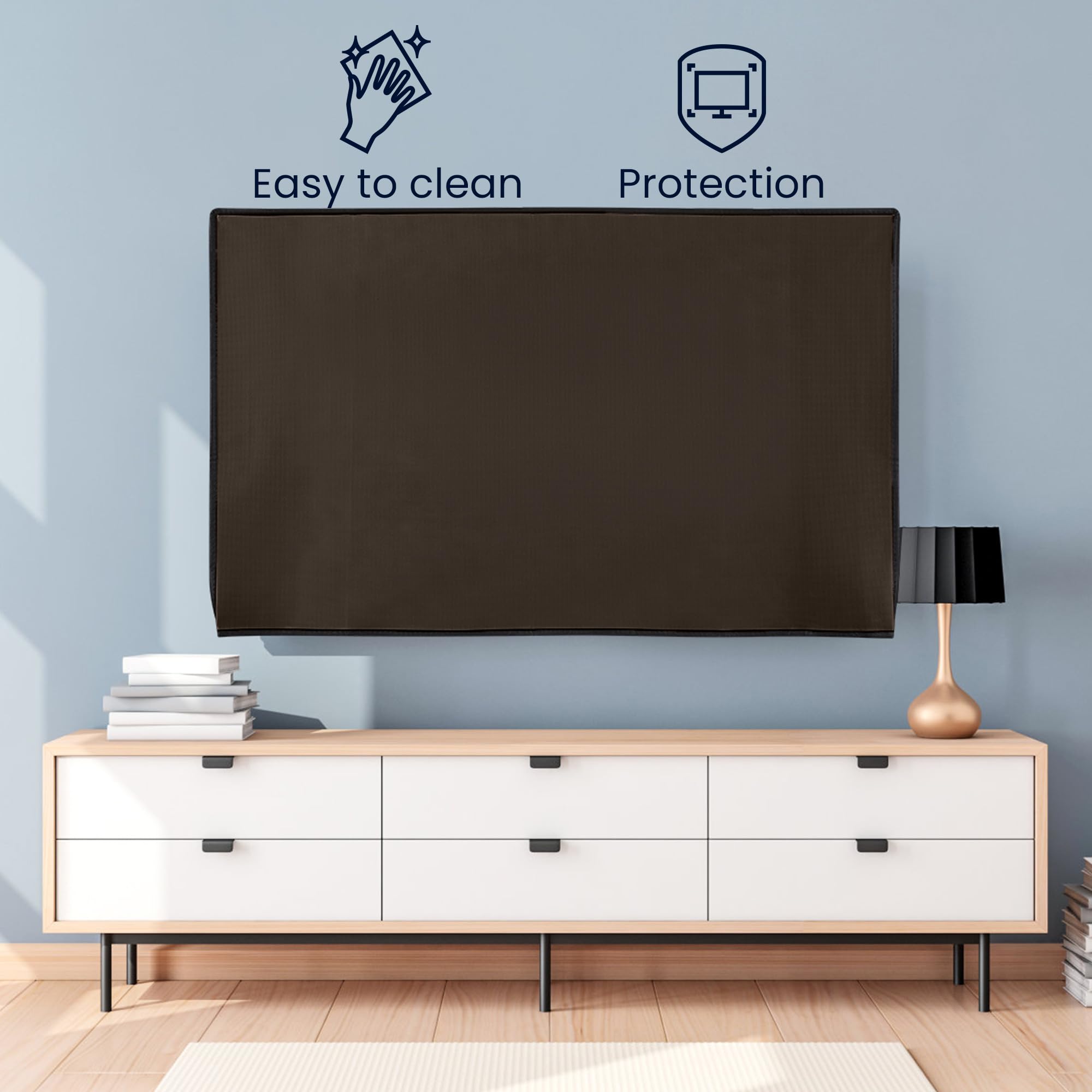 kwmobile Funda para monitor 85" TV - Cubierta protectora textil para pantalla de TV de Interior - chocolate