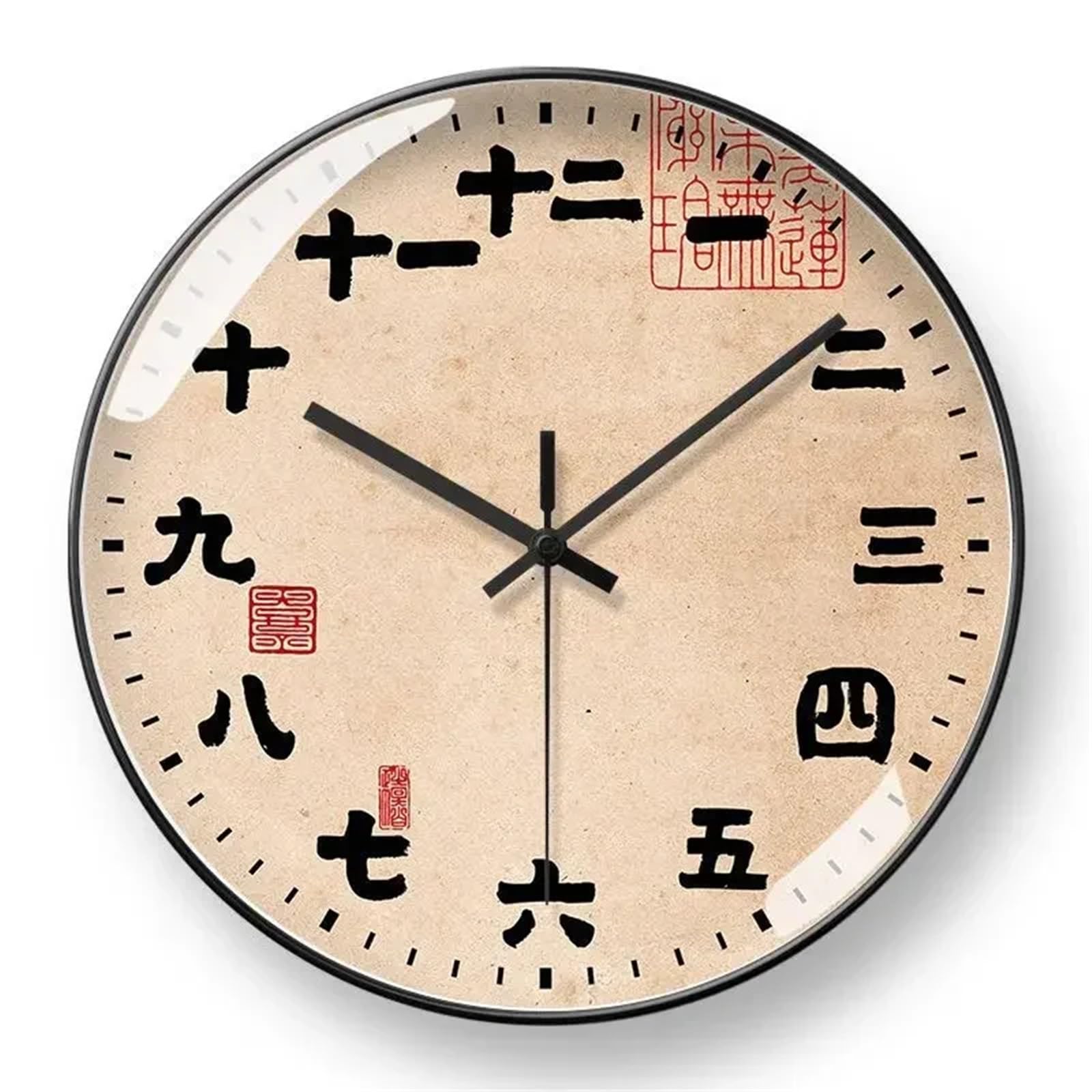 LUYSGBXR Wall Clock Personality Art Wall Clock Classical Retro Teahouse Study House Creative Decoration Household Decorative Mute(D-Black frame,8 inch-(20cm))