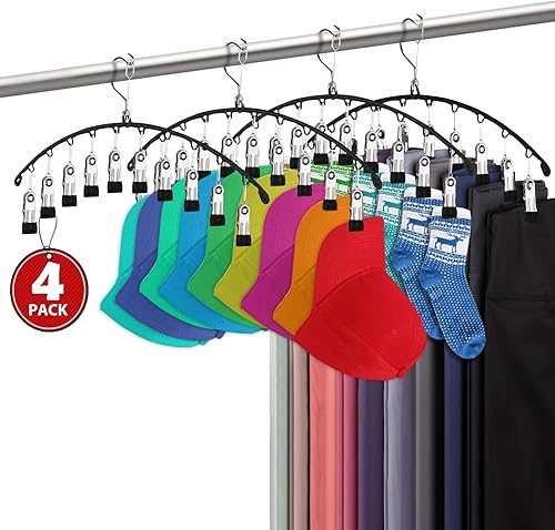 Organizador de leggings y perchas para pantalones para armario, paquete de 440 clips, perchas de metal para pantalones con clips recubiertos de
