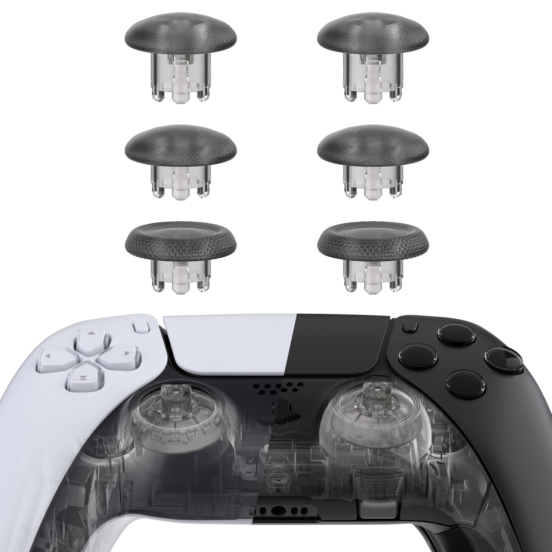 eXtremeRate EDGE Styl Thumbsticks do kontrolerów ps5 & ps4, Niestandardowe Wymienne Drążki Analogowe Dołączone Joysticki do Kontrolerów ps5 - Jasne Czarny