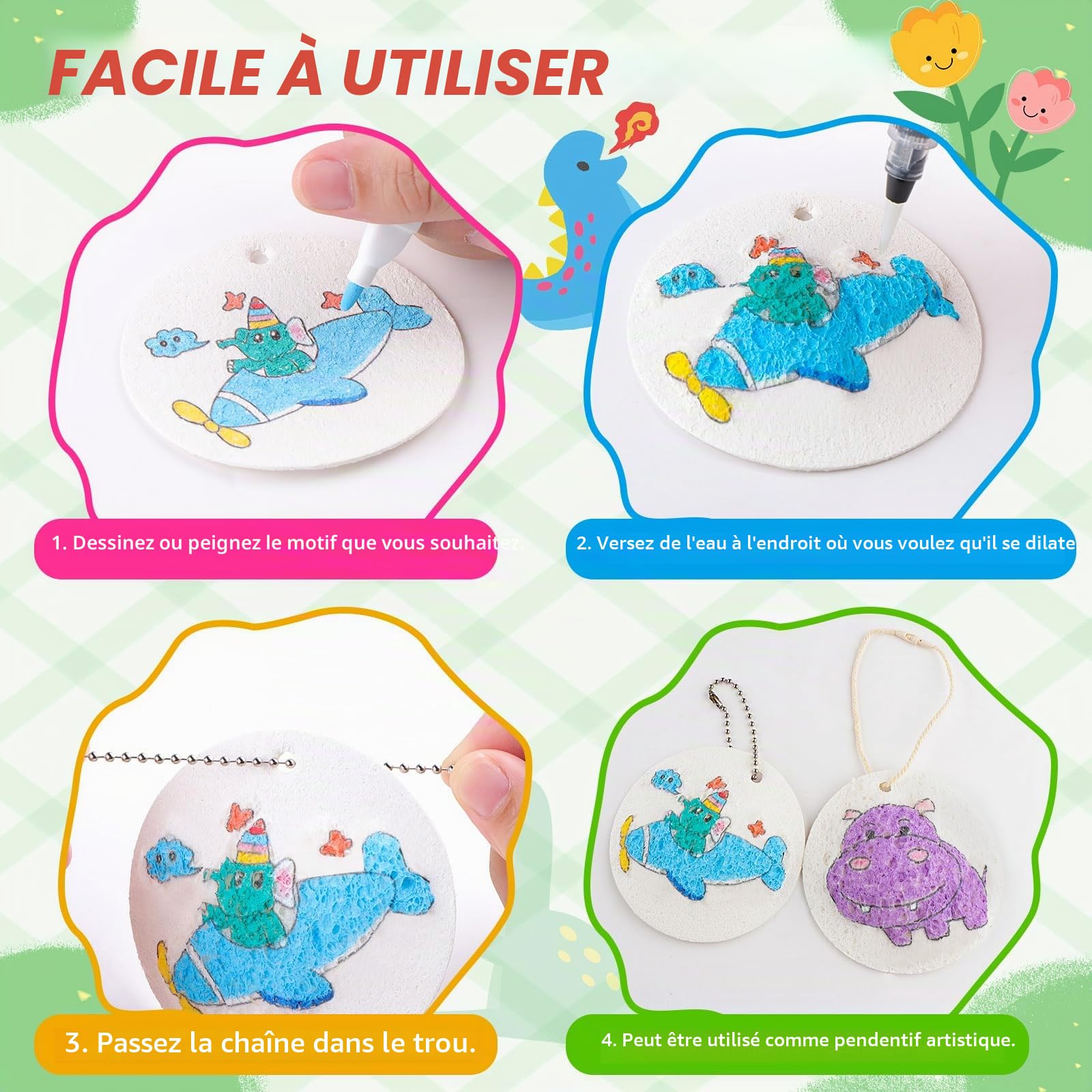 UBERMing 72 Pièces Kit de Peinture Texturée en Mousse, Magic Puffy Paint Set 3D Eponge de Dessin avec 31 Papier de Peinture Texture Mousse 12 Feutres de Couleur et 1 Sac de Rangement