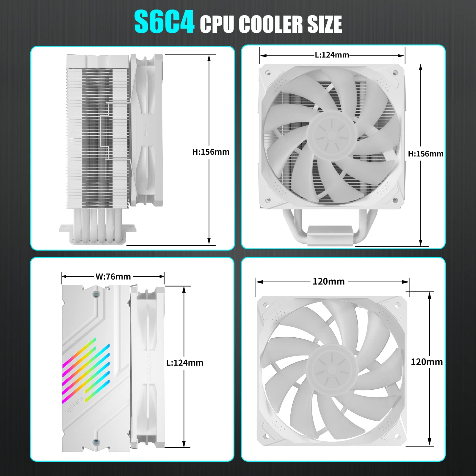 Am5 UpHere Dual Tower Disipador De Con 6 Heatpipes,2X 120mm PWM Ventilador Ultra Silencioso Ventilador Cpu,para Disipador AM4,AM5/Intel LGA 2011/2066( X79/X99 Motherboards),D6DK Disipador Cpu