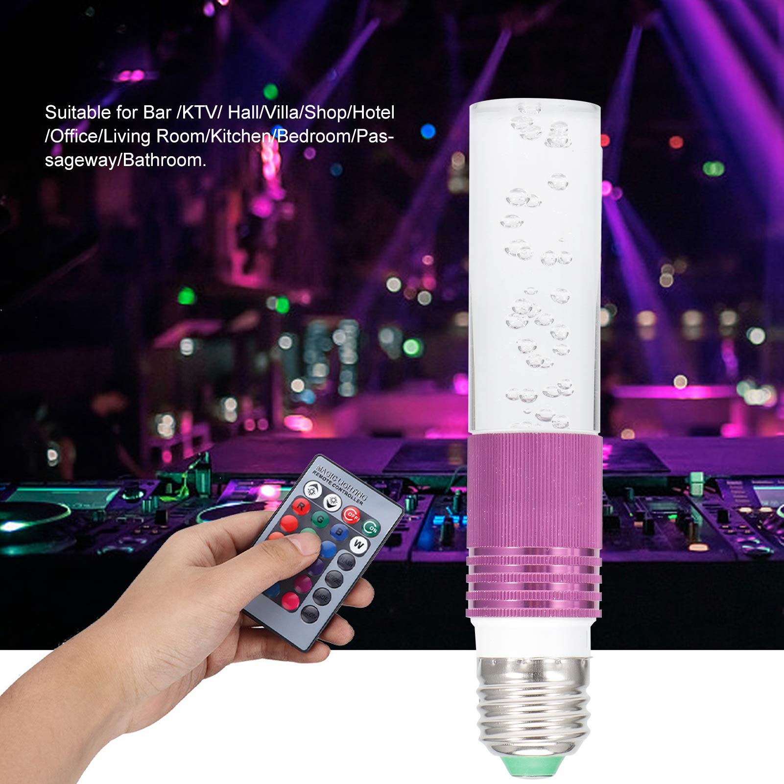 Lampadina Che Cambia Colore con Telecomando, Lampadina LED RGB da 3 W per Camera da Letto, Bar, Feste, AC85‑265V(Viola)