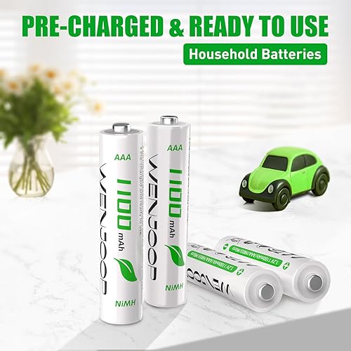 Miniatura 9 de Pilas AAA recargables paquete de 4  1100 mAh 1.2 V NiMH de alta capacidad, baja autodescarga triple A baterías para juguetes, mandos a distancia,