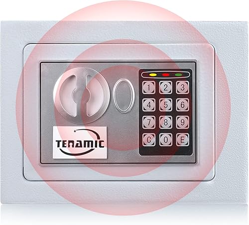 Miniatura 7 de Tenamic - Caja de seguridad electrónica con teclado de bloqueo digital - Mini caja fuerte de 0.23 pies cúbicos para oficina, hotel, hogar - Blanco