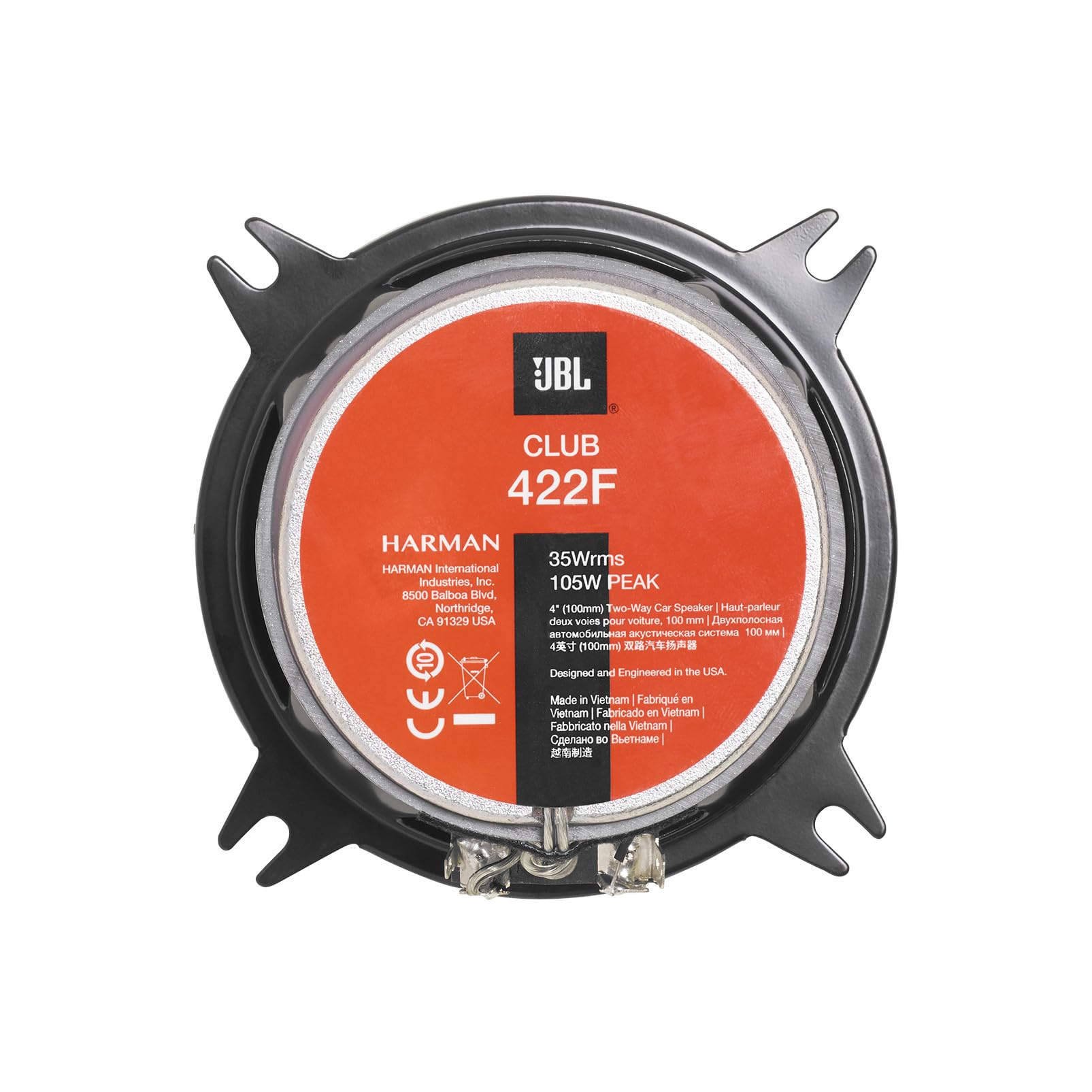 JBL Club 422F Juego de altavoces coche de 2 vías de Harman Kardon - 105 vatios Pro Sound echo auto 10 cm | 100 mm | 4 pulgada