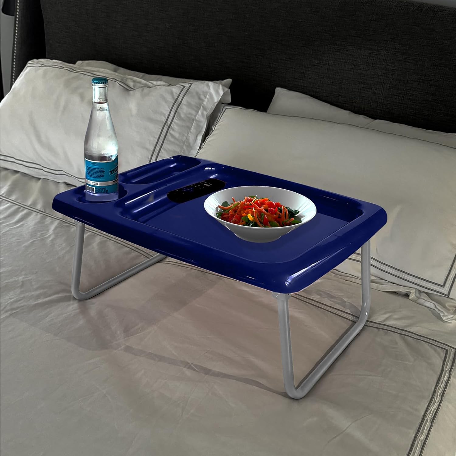Folding Laptop Bed Tray Table (Set of 2), Flag Blue, 17 x 22 x 8 inches, Portable Indoor-Outdoor Bed Trays with Space for TV Dinners, Laptop, Utensils, and Drinks