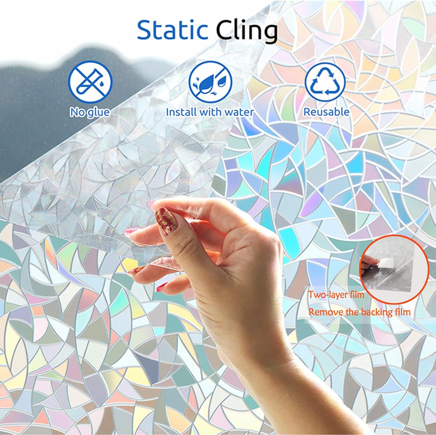 Window Privacy Film Window Coloring Colored Glass Film UV Blocking Glass Stickers Thermal Insulation Home Windows 35.4 x 78.7 Inches(Pack of 1)