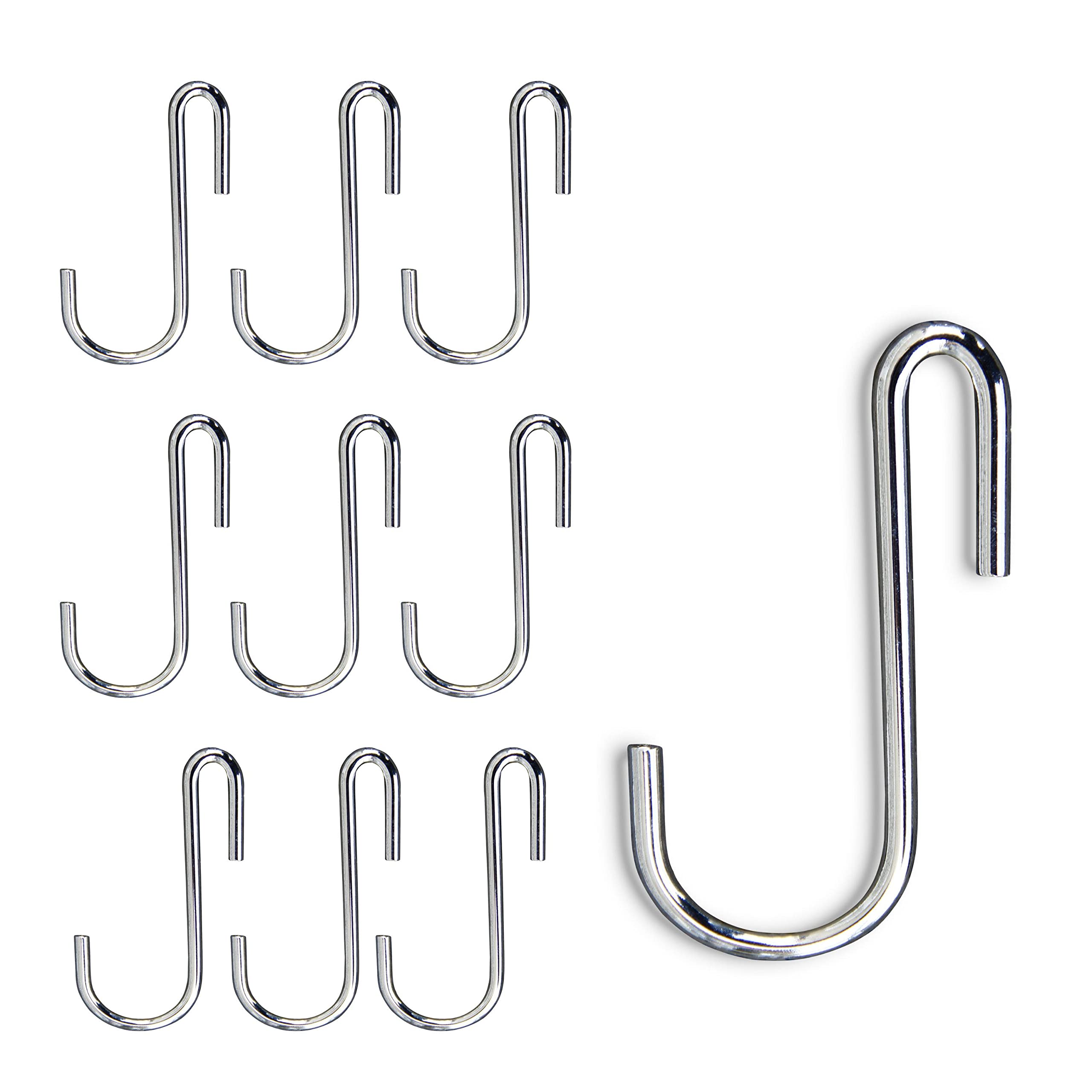Rack and Hook Wallniture Multipurpose S Shape Utility Hooks for Kitchen, Pantry, Hanging Plants, Stainless Steel Chrome 3.5 Inches Set of 10