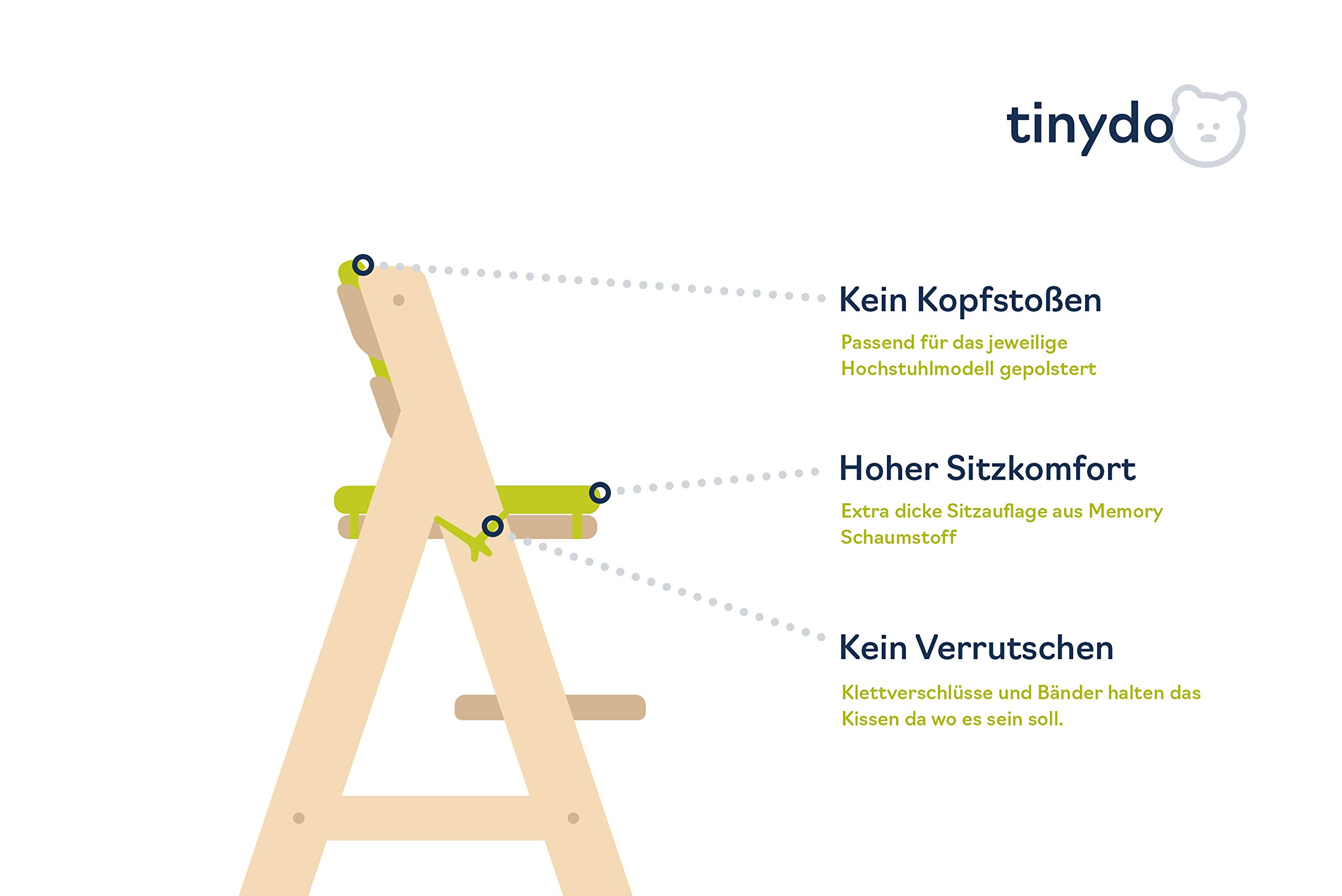 Hauck Alpha Hochstuhl Sitzkissen ergonomisches Memory-Schaum Kissen Rückenentlastung Sitzpolster extra dick Sitzverkleinerer Auflage Hellgrau