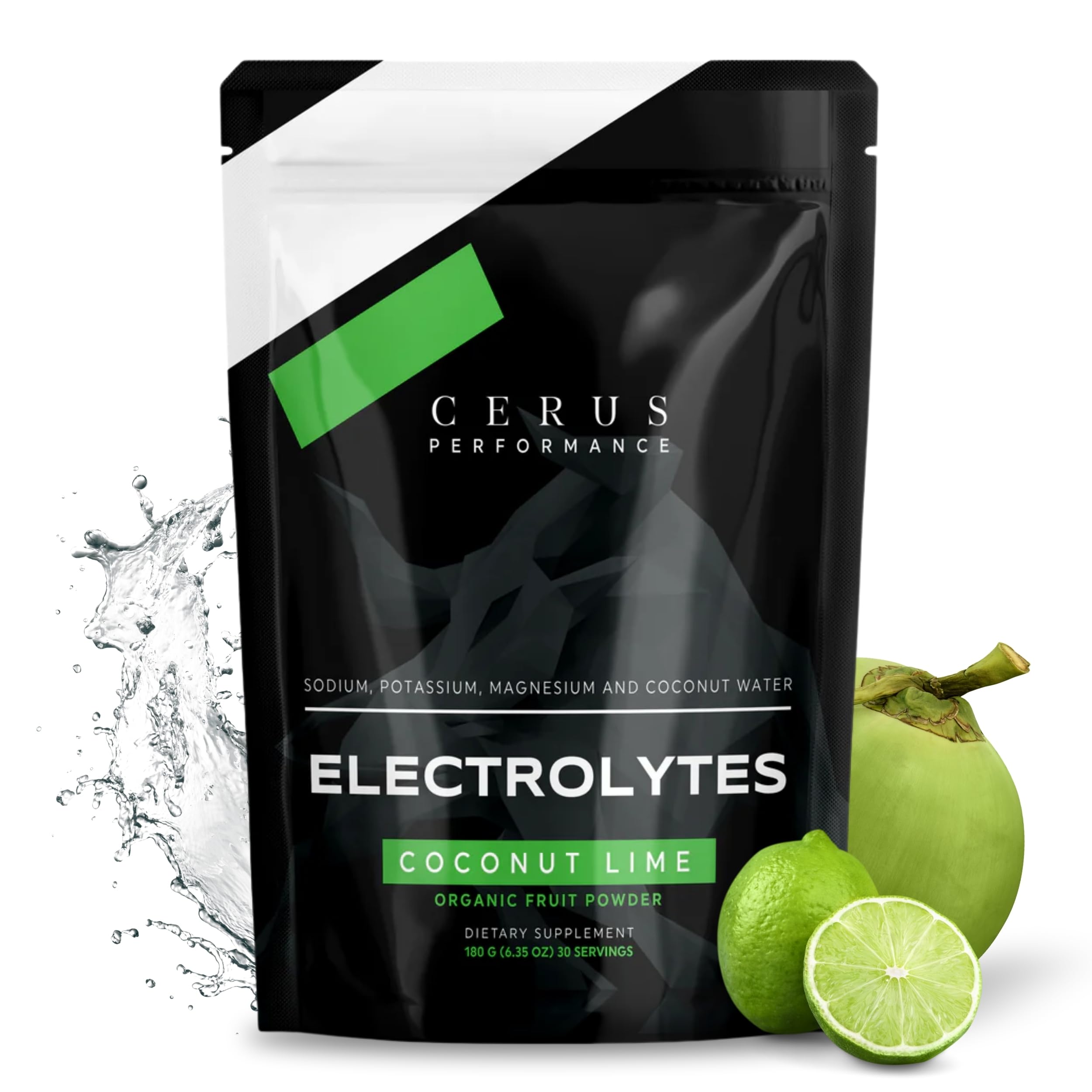 Cerus Performance Electrolyte Powder – Coconut Lime Flavor, 30 Servings, Zero Sugar, Coconut Water &amp; Real Fruit for Endurance &amp; Recovery