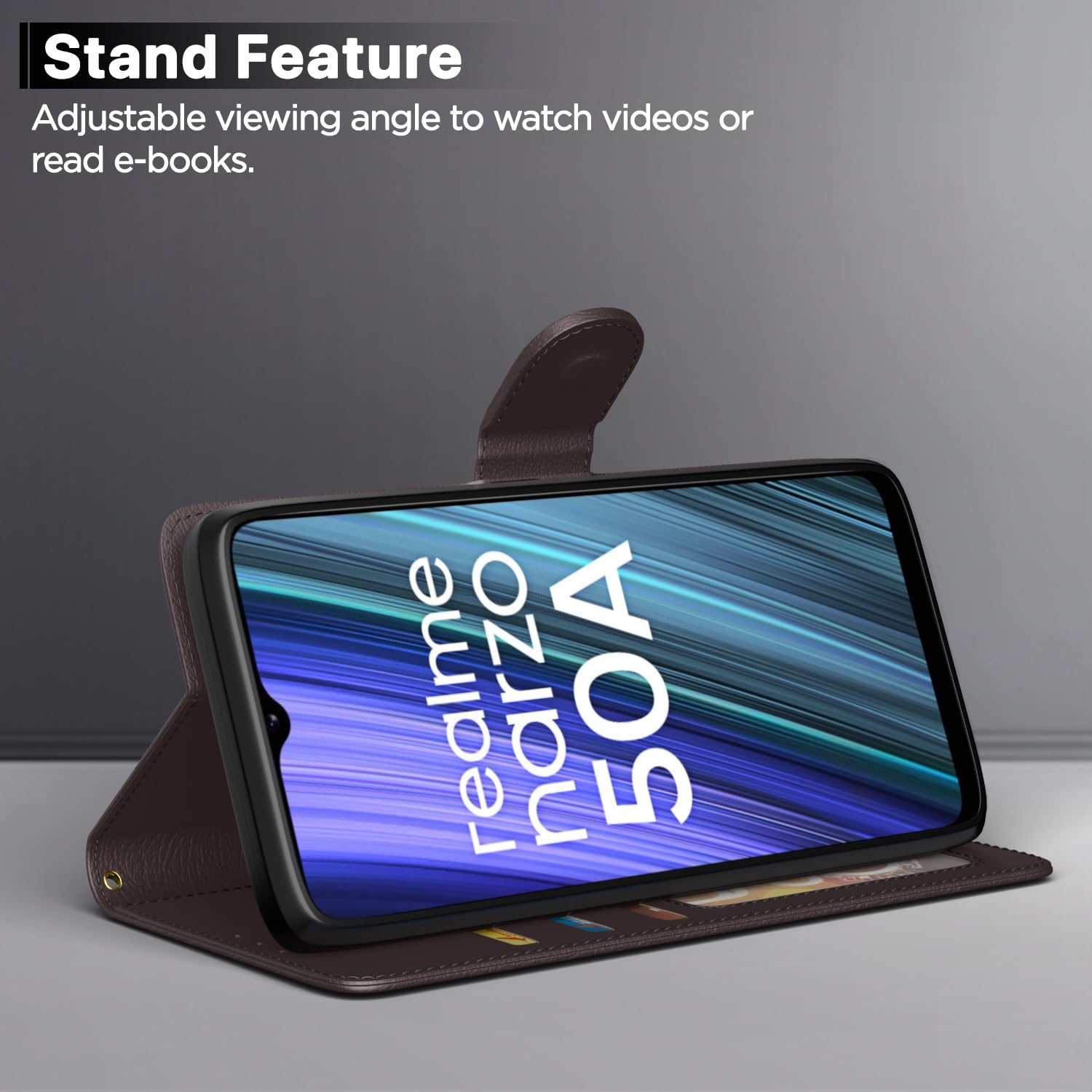 Realme Narzo 50A Flip Case - Leather & Protection -3