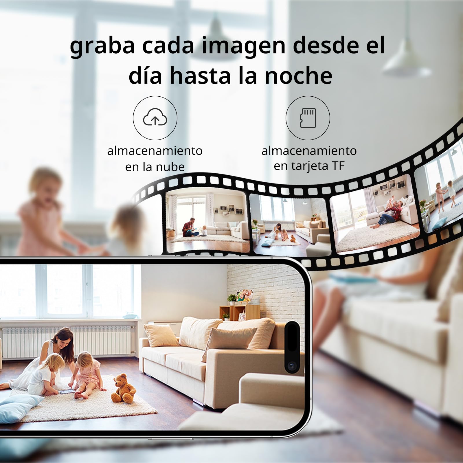 BoyKeep Cámara de vigilancia WiFi Interior 2K 2.4GHz, Monitor de bebé Mascotas con cámara, Visión Nocturna, Detección de Movimiento/Sonido, Audio bidireccional, Almacenamiento en SD y en la Nube, K10