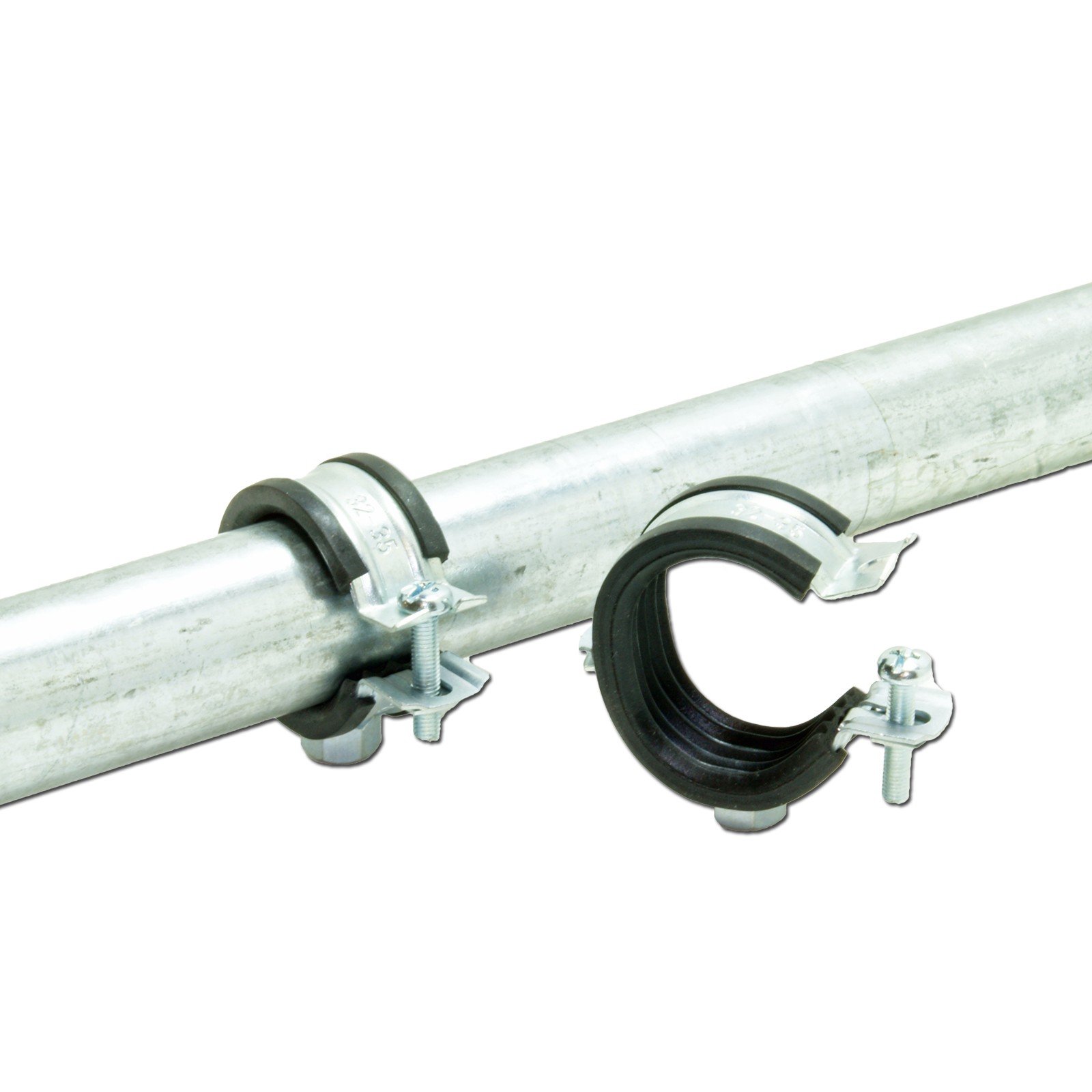 Stabilo 6253 50 X Sanitaire Tube Collier De Serrage 48–51 Mm En Acier Galvanisé Avec Insert En Caoutchouc Tube Support Pour Fixation Rohrhalterung Fischer FGRS Collier Collier De Fixation